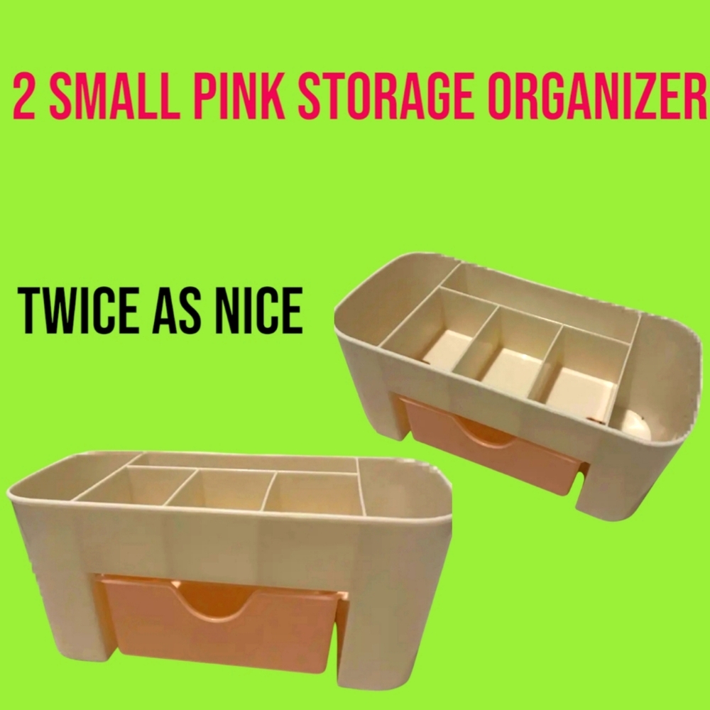 2 Cosmetic/Makeup Storage Organizers with Drawer - Pink